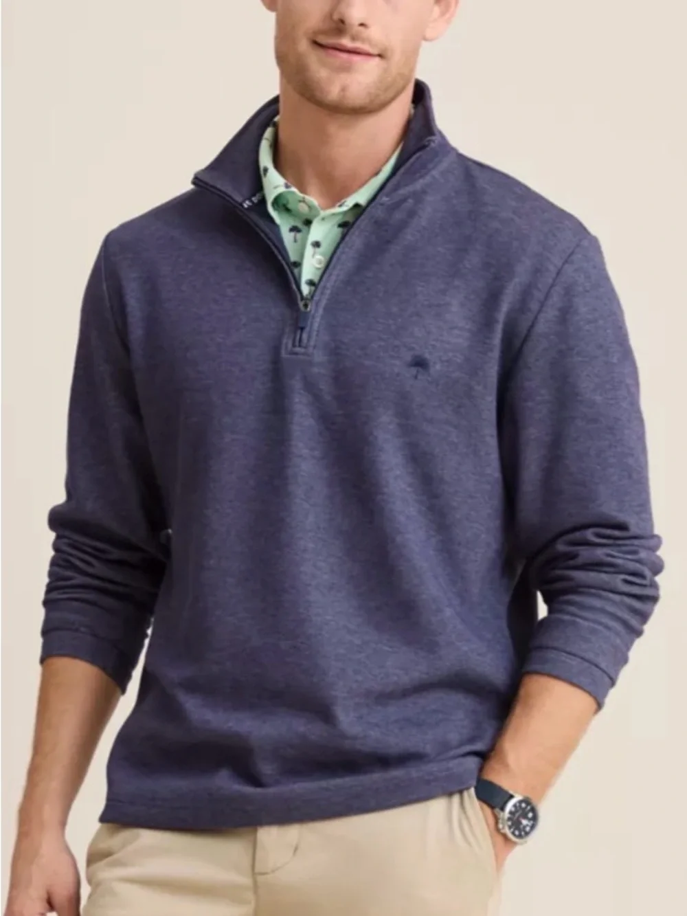 crown & ivy Men's Red Zip-Neck Sweater